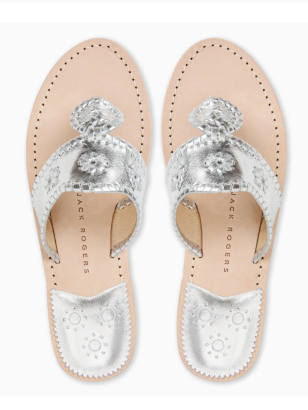 Jack Rogers Jacks Flat Sandal in Silver 7.5W. NWT!